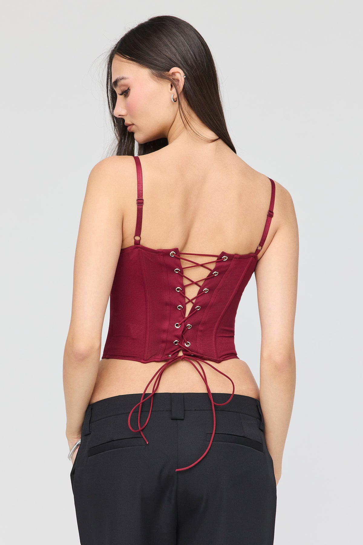 Alt View 2. Sequin Corset Top - Red