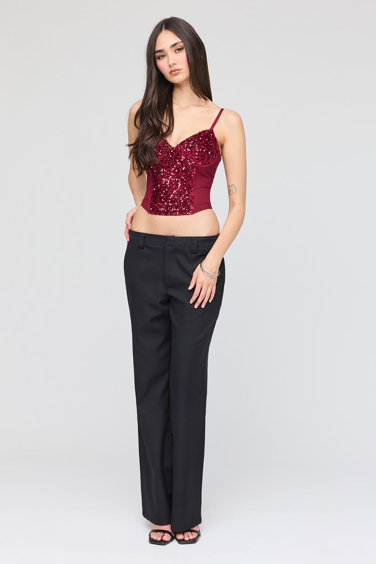 Alt View 3. Sequin Corset Top - Red