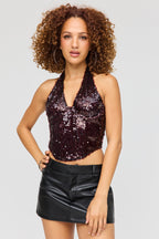 Sequin Corset Halter Top