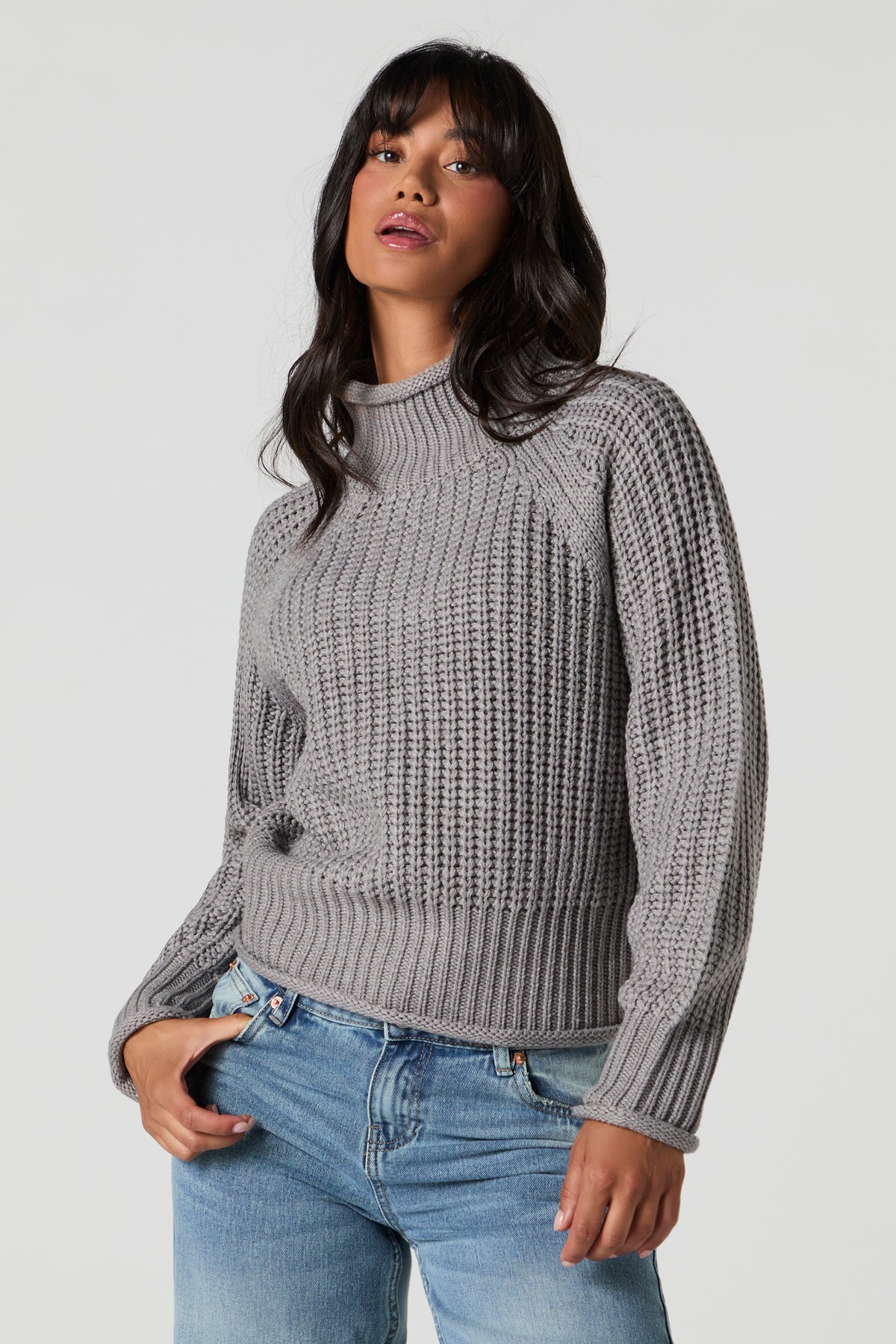 Col roulé en tricot épais