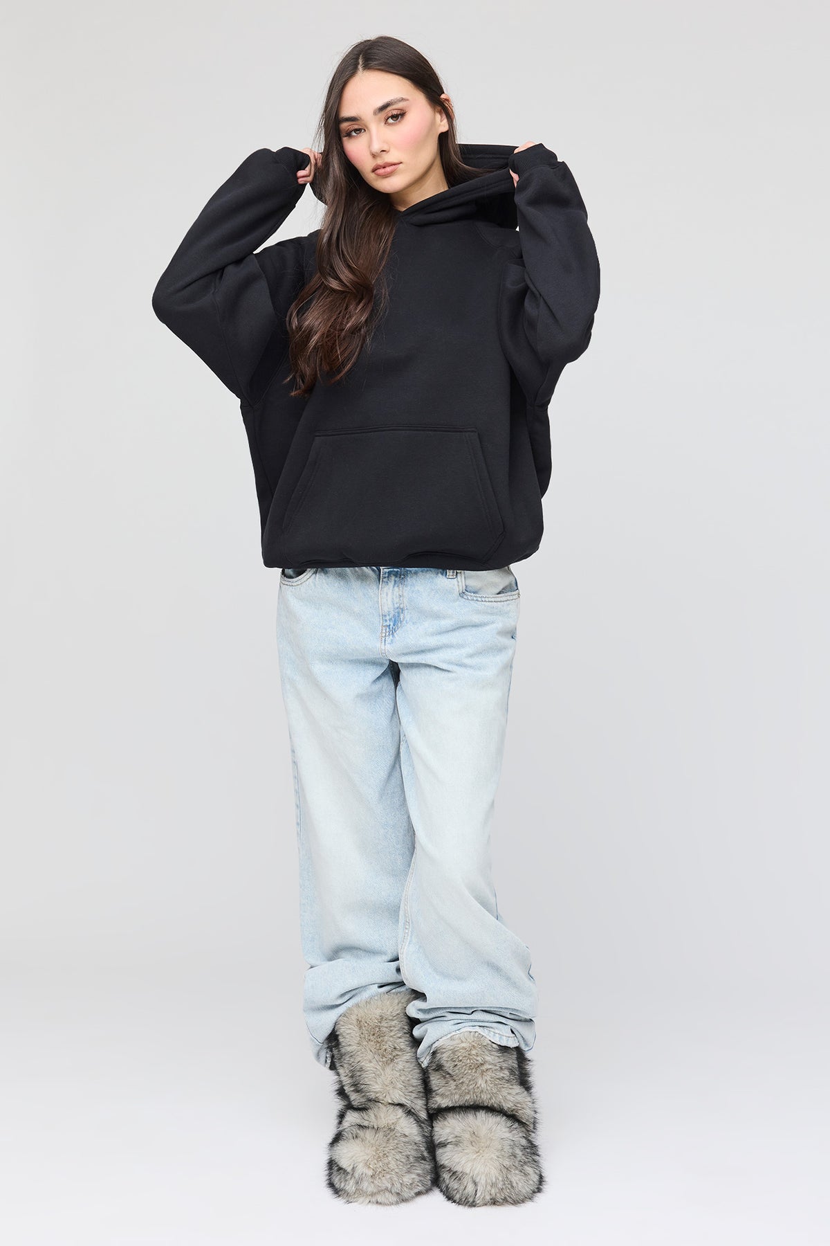 Alt View 3. Premium Fleece Grande Hoodie - Solid Black