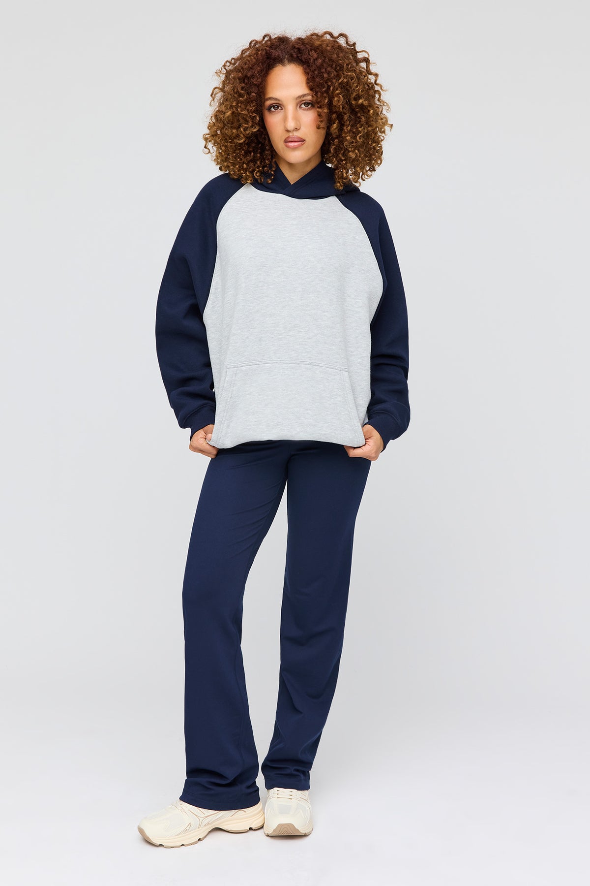 Alt View 3. Premium Fleece Grande Hoodie - Light Grey