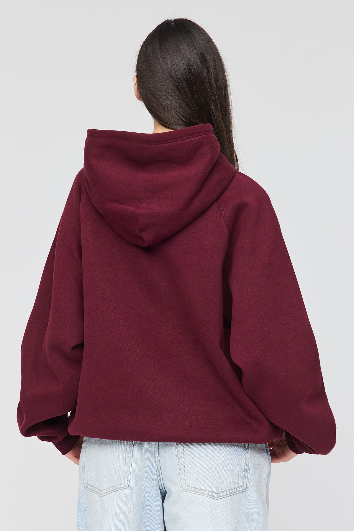 Alt View 2. Premium Fleece Grande Hoodie - Burgundy