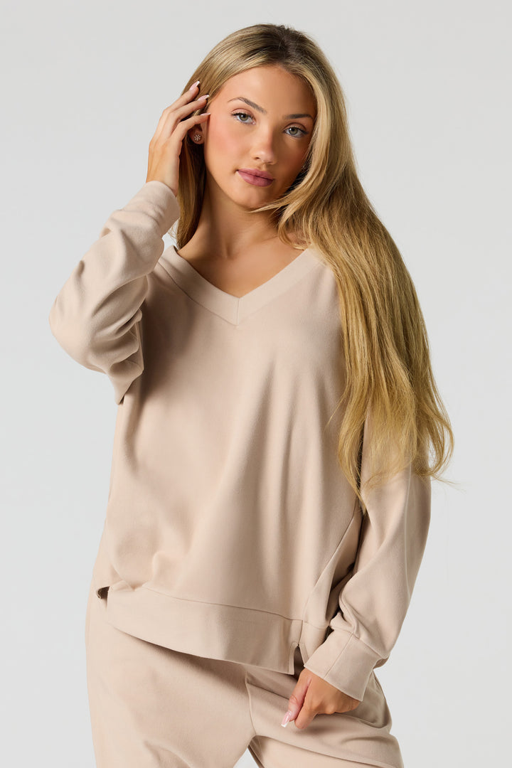 V-Neck Fleece Sweatshirt