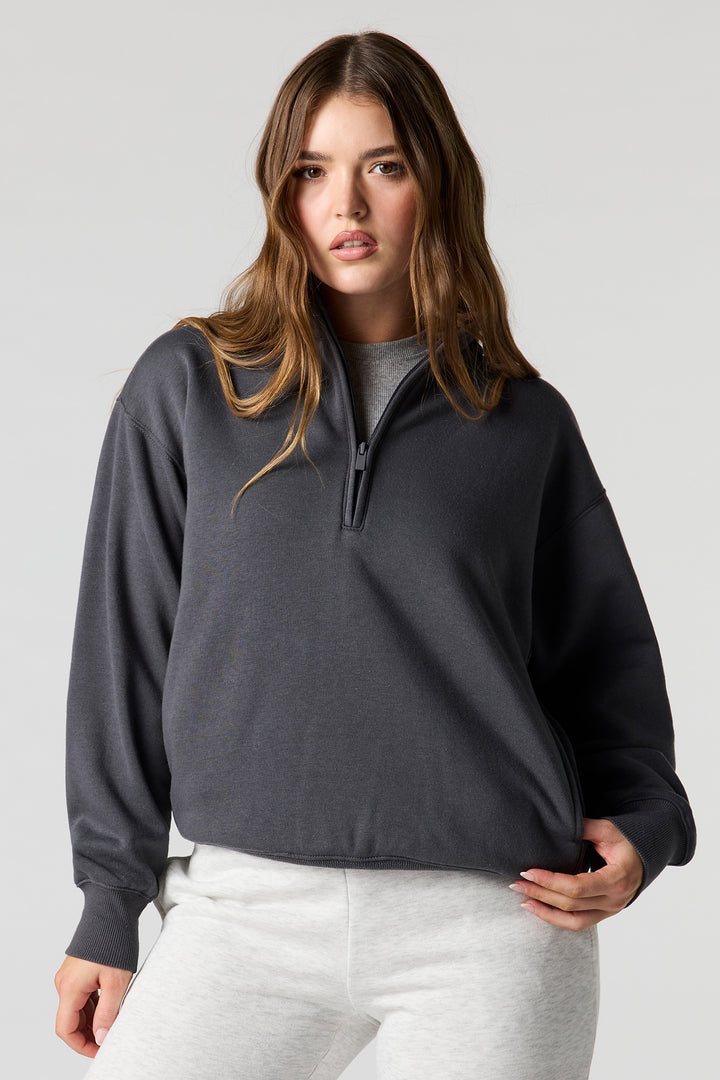 Chandail en molleton avec quart de fermeture à glissière