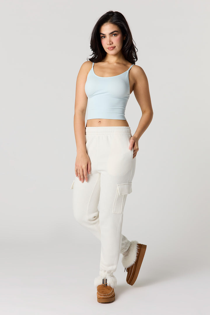 Solid Fleece Cargo Jogger