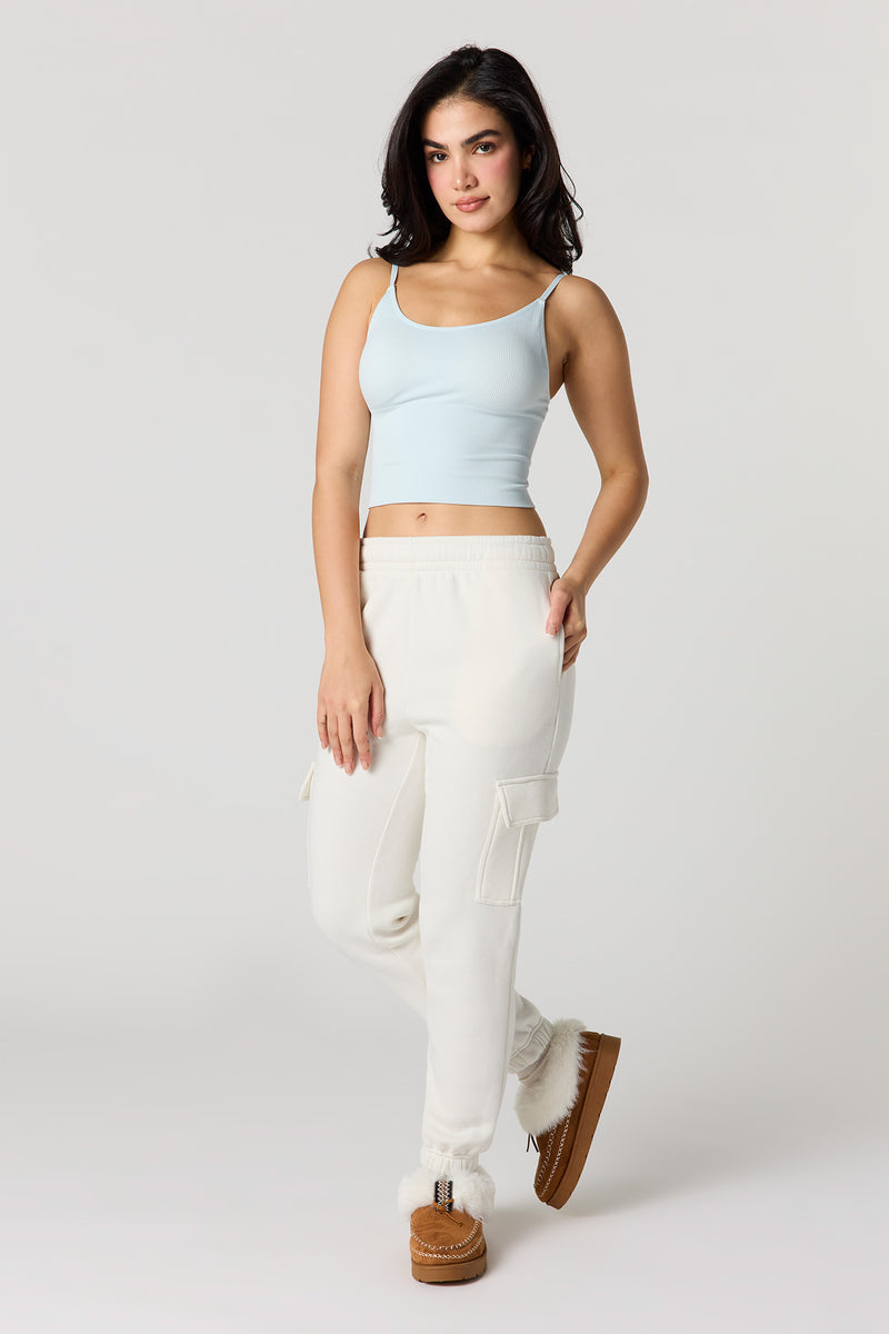 Solid Fleece Cargo Jogger