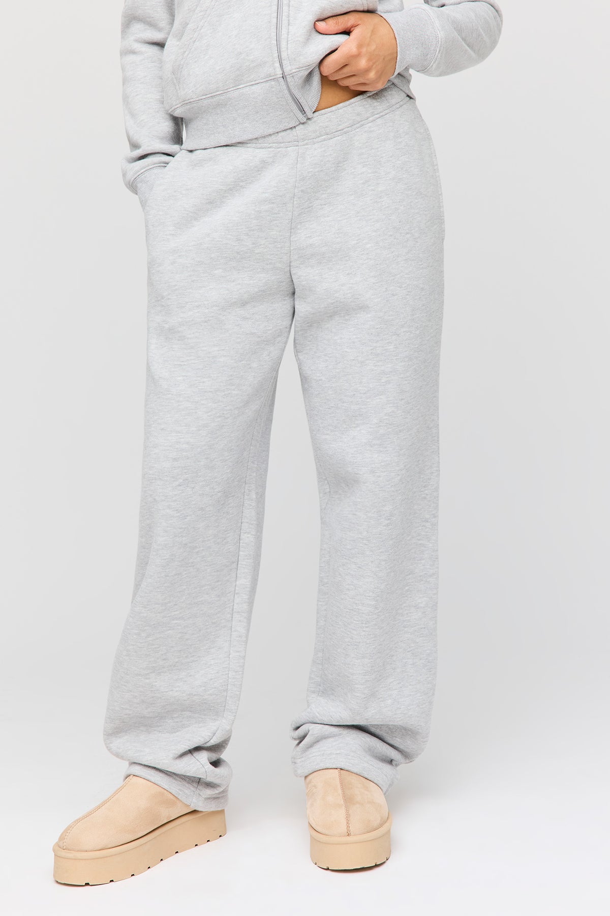 Alt View 2. Premium Fleece Grande Straight Leg Sweatpant - Heather Grey