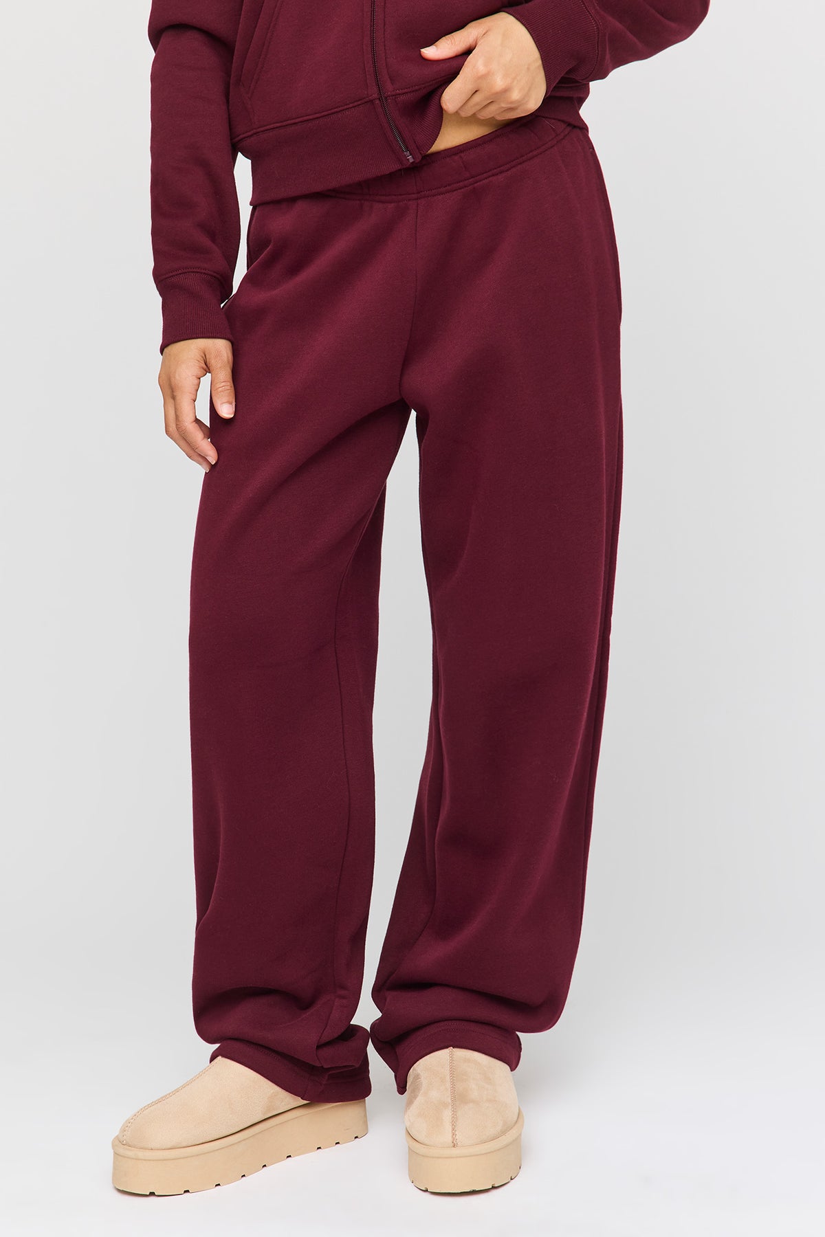 Alt View 2. Premium Fleece Grande Straight Leg Sweatpant - Burgundy