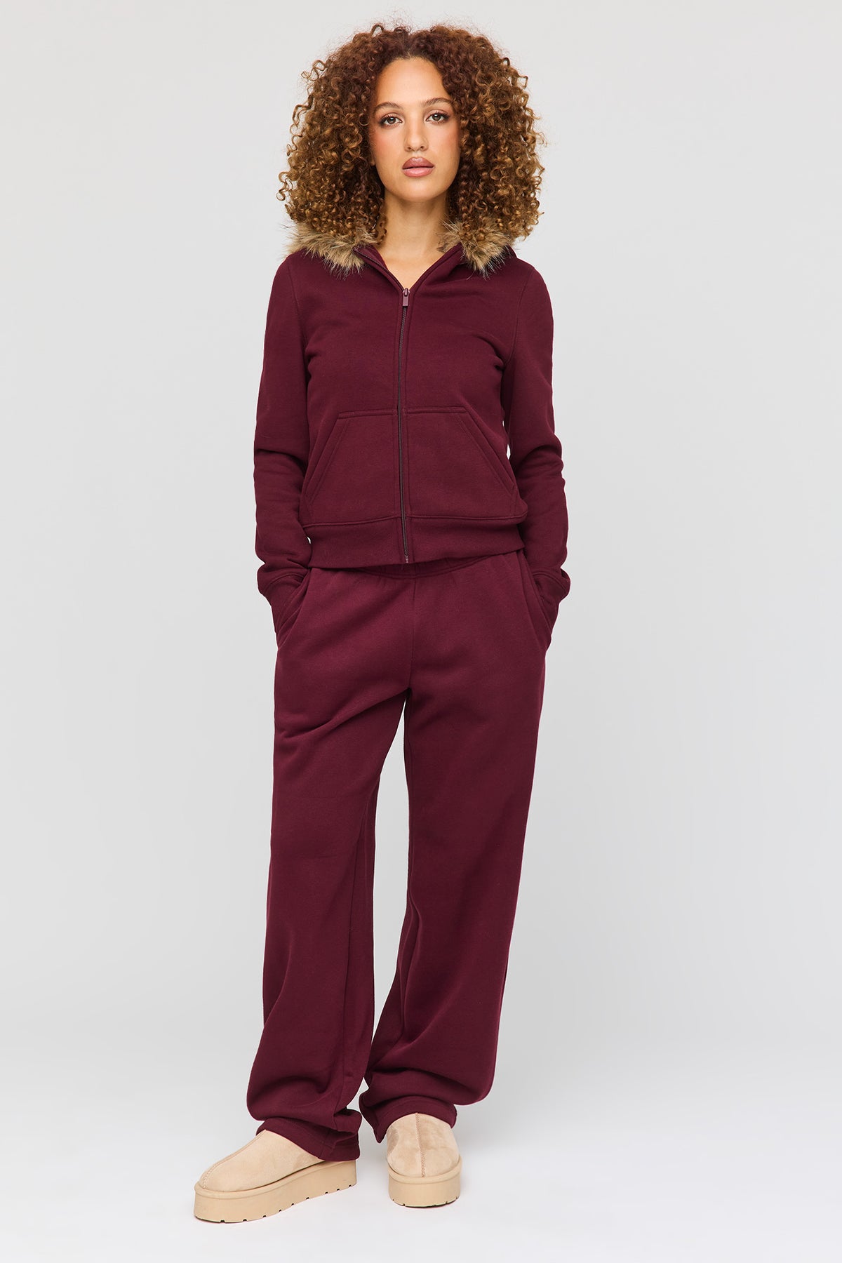 Premium Fleece Grande Straight Leg Sweatpant - Burgundy