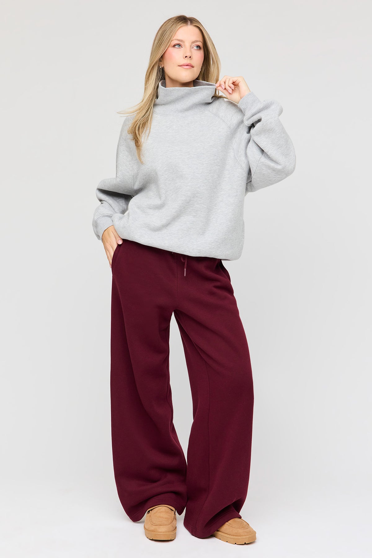 Pantalon d'entraînement à jambe large en molleton supérieur
