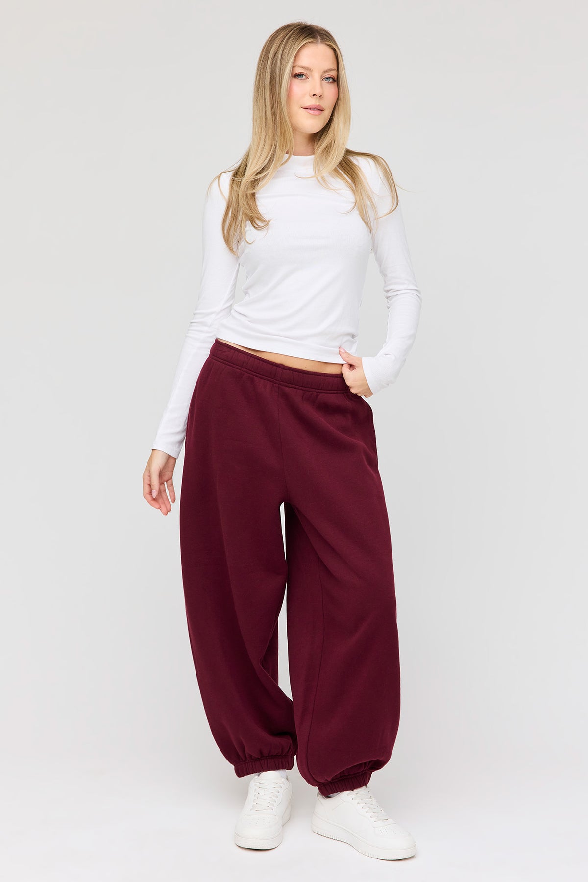 Premium Fleece Humongous Balloon Leg Sweatpant - Burgundy