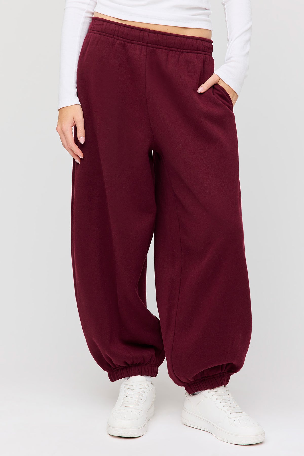 Alt View 2. Premium Fleece Humongous Balloon Leg Sweatpant - Burgundy