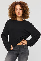 Knit Cinched Hem Long Sleeve Top