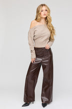Faux Leather Wide Leg Pant