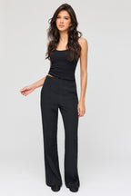 High Rise Back Zip Flare Dress Pant