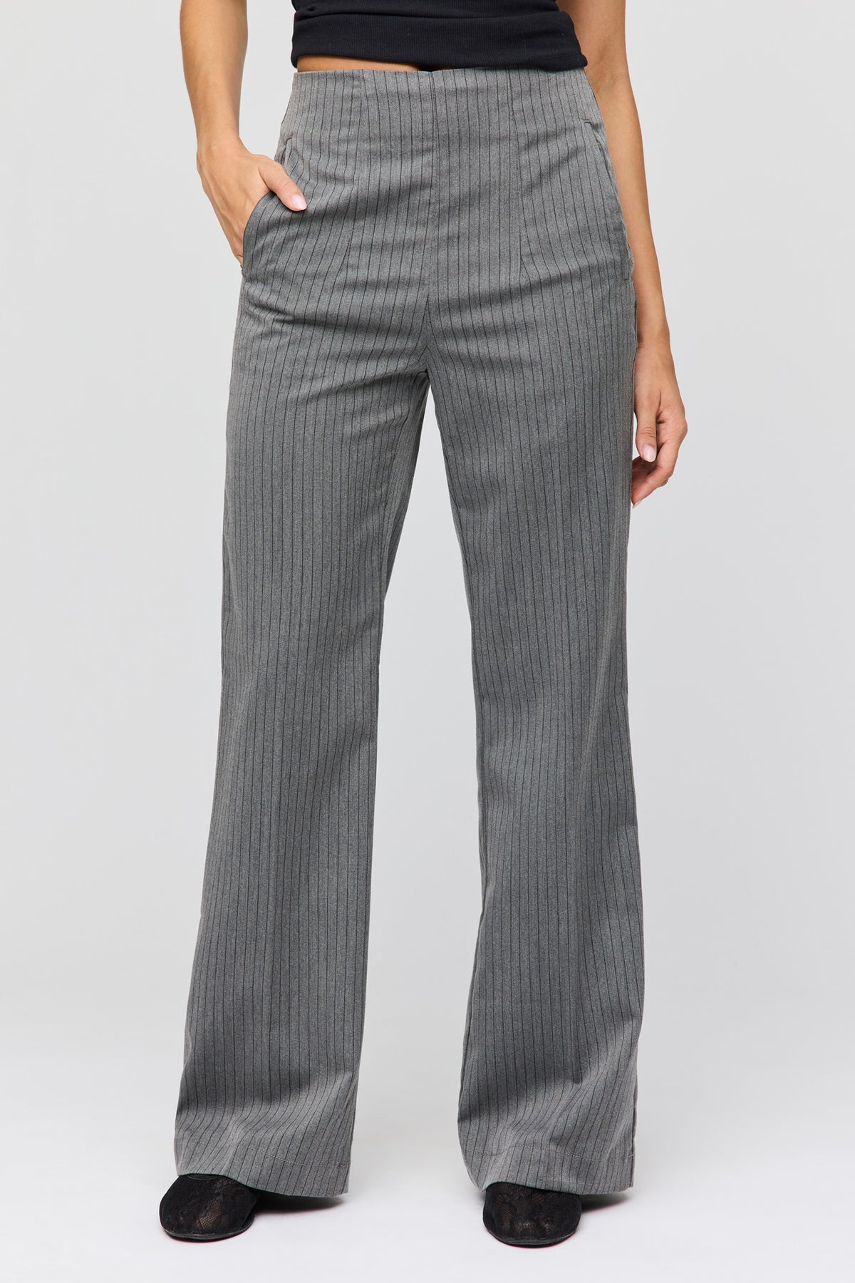 Alt View 2. High Rise Back Zip Flare Dress Pant - Dark Grey