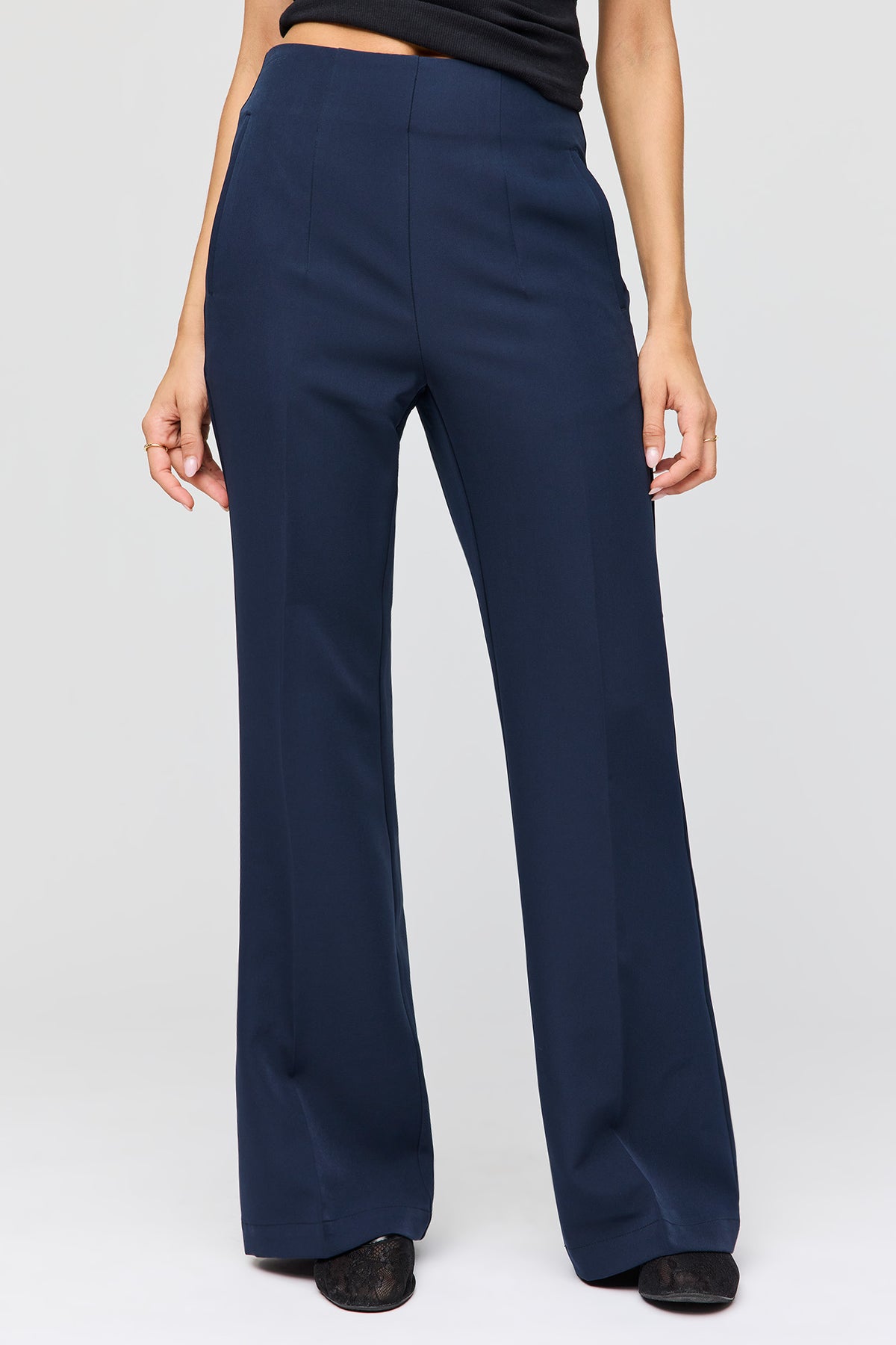 Alt View 2. High Rise Back Zip Flare Dress Pant - Navy