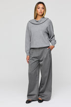 Pantalon habillé à jambe large et taille basse