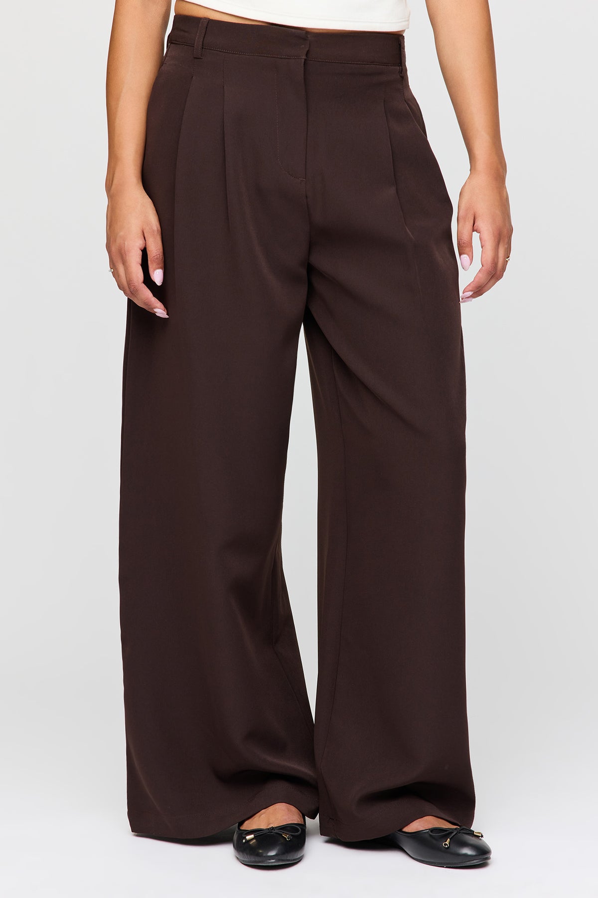 Alt View 2. Low Rise Wide Leg Dress Pant - Brown