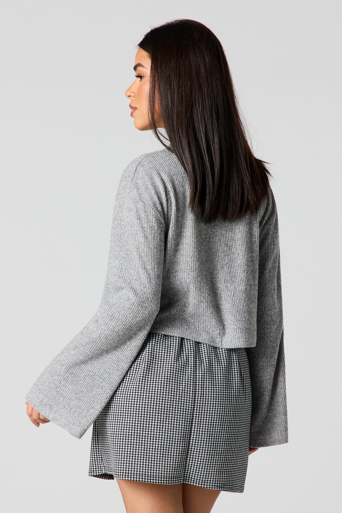 Alt View 2. Houndstooth Mini Skort - Black