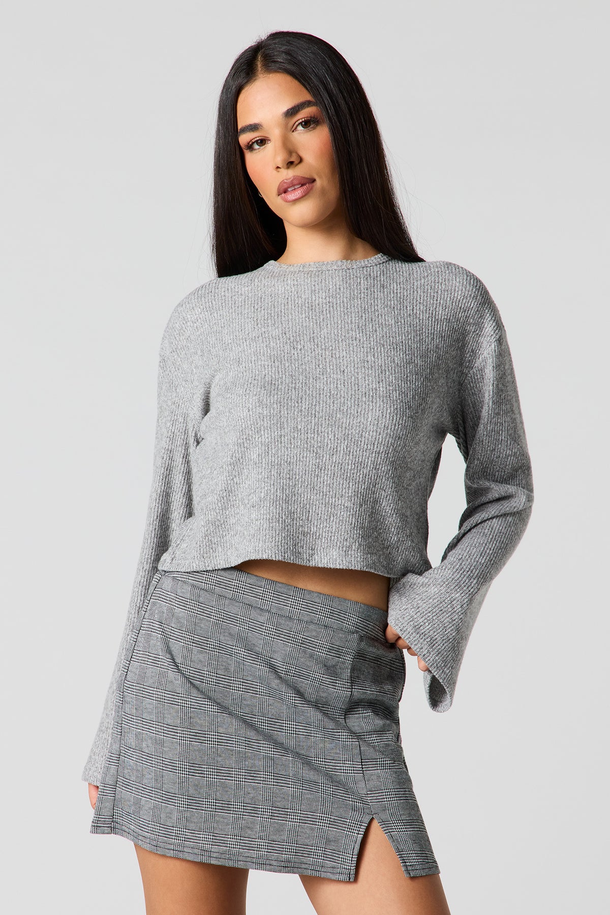 Houndstooth Mini Skort - Charcoal