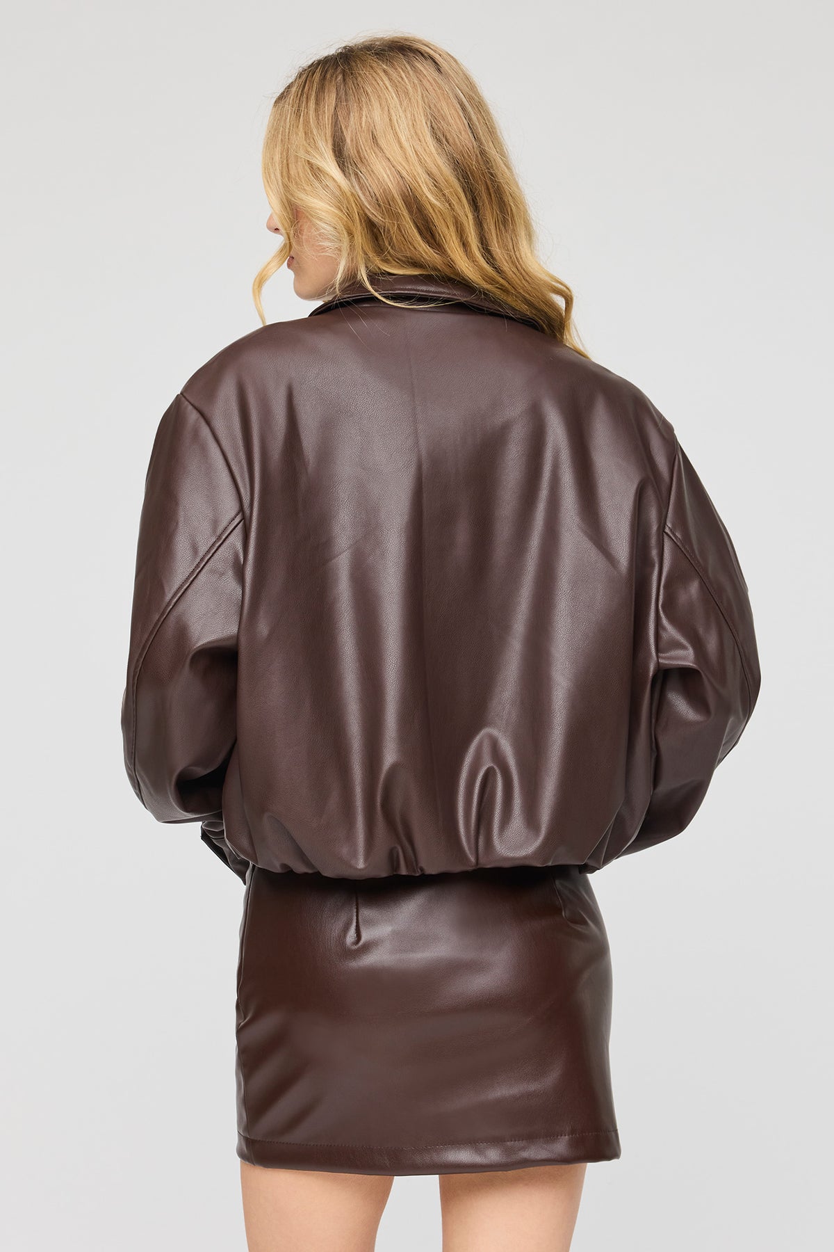 Alt View 2. Faux Leather Mini Skirt - Brown