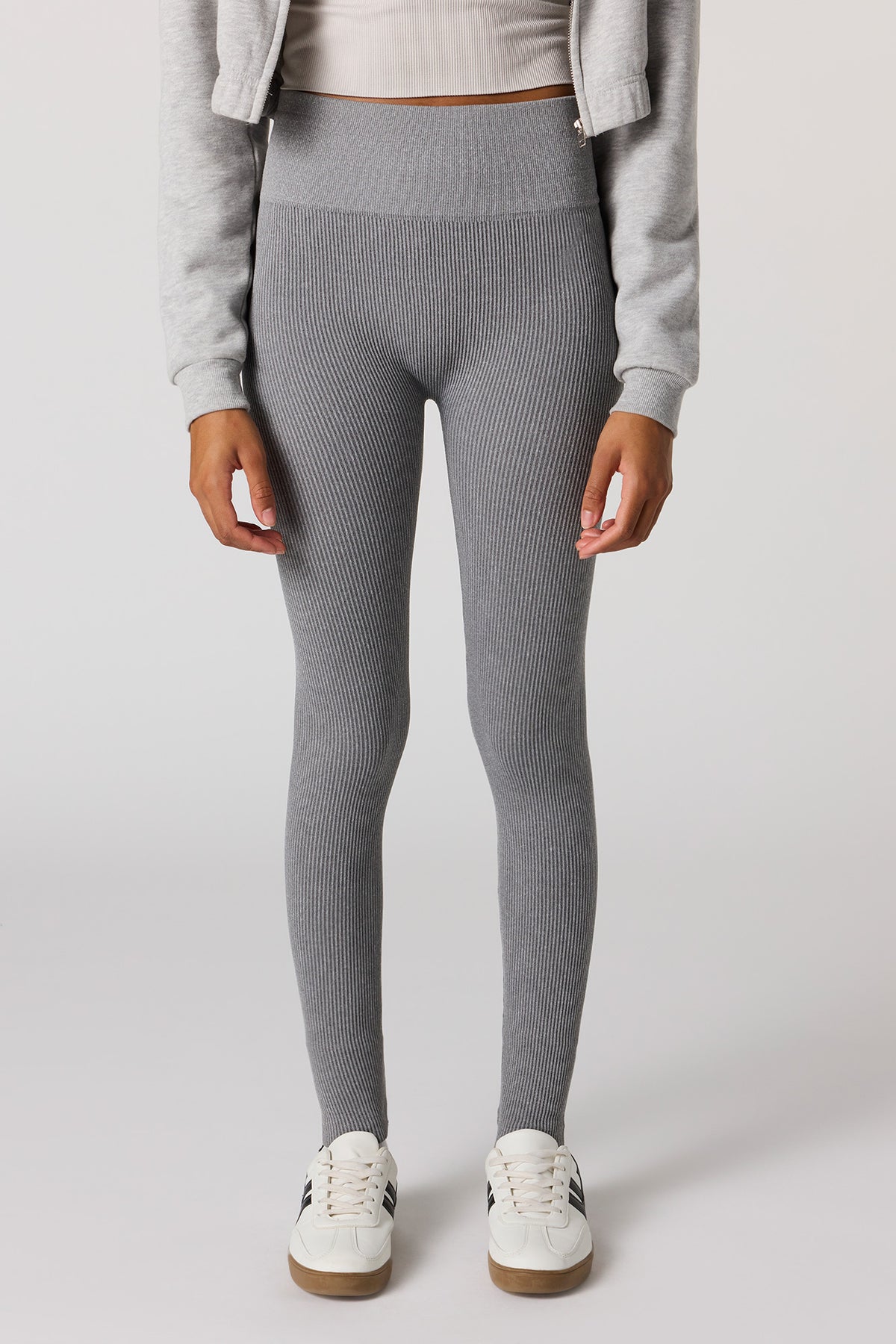 Alt View 2. Ribbed Legging - Heather Grey