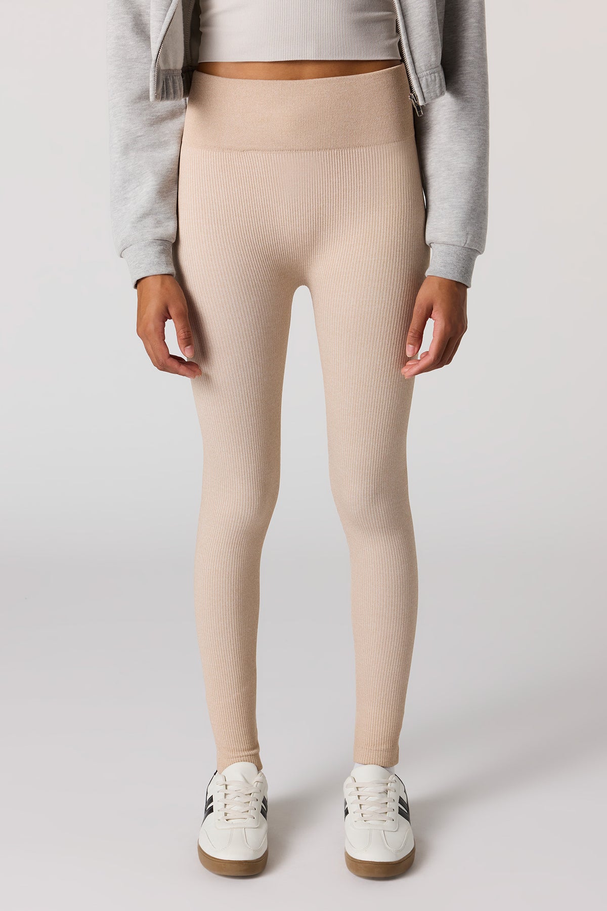 Alt View 2. Ribbed Legging - Oatmeal
