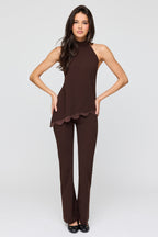 Pantalon habillé à jambe évasée et taille haute