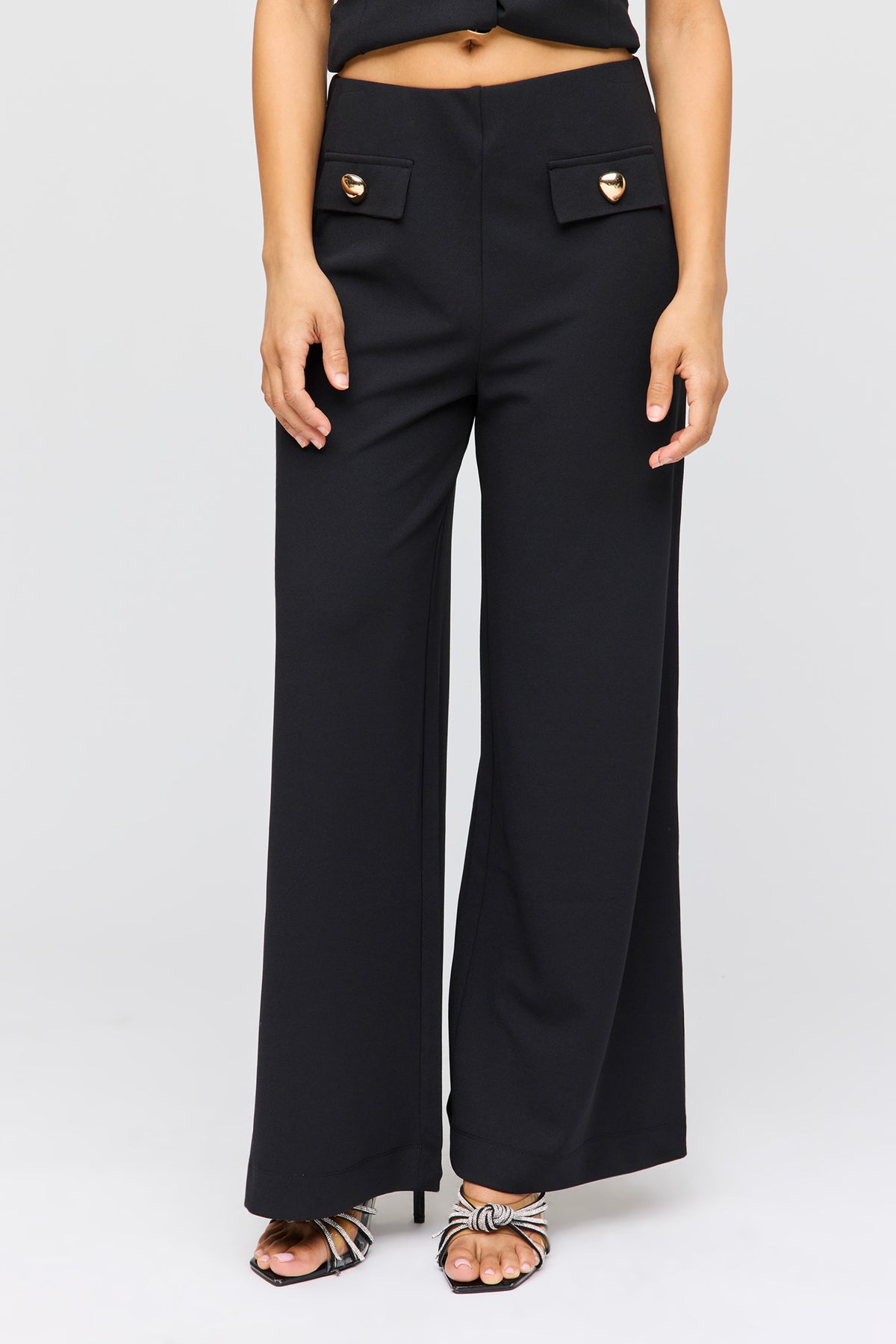 Alt View 2. High Rise Wide Leg Dress Pant - Black