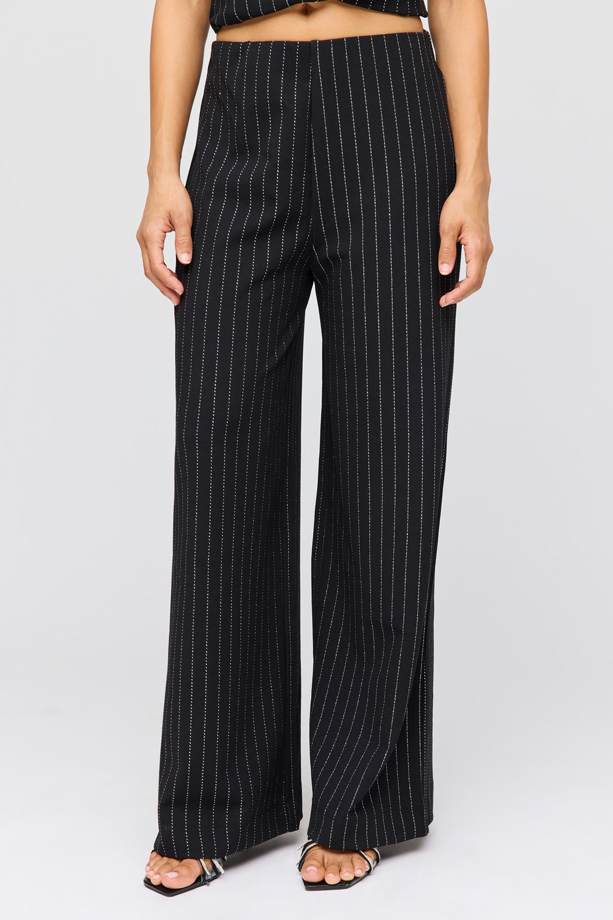Alt View 2. High Rise Wide Leg Dress Pant - Pinstripe