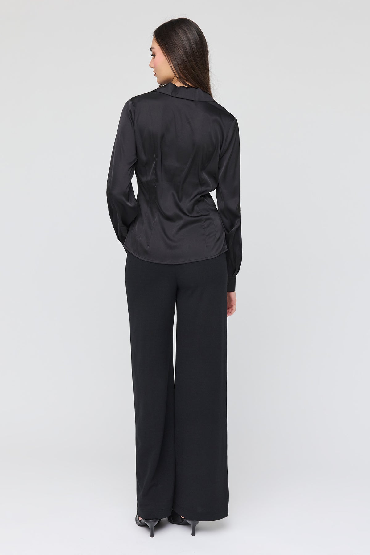 Alt View 3. High Rise Wide Leg Dress Pant - Black