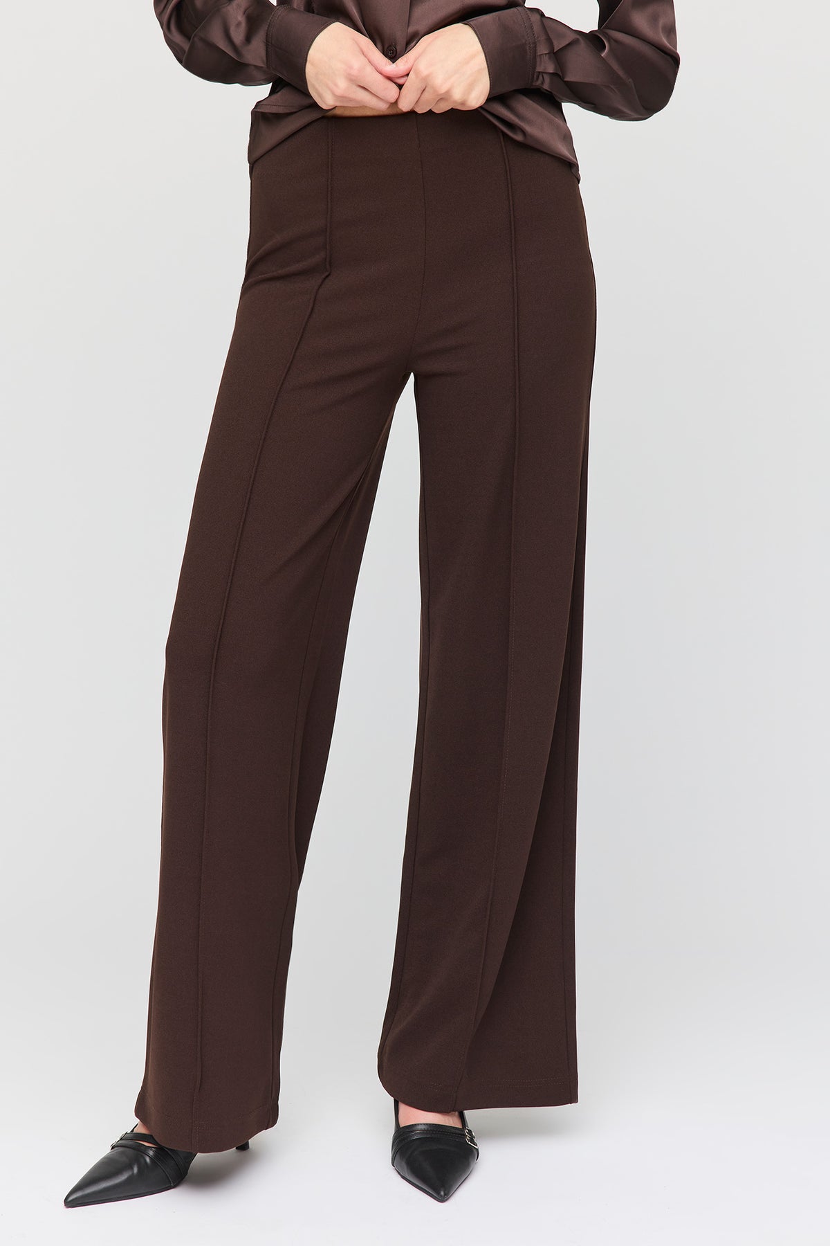 Alt View 2. High Rise Wide Leg Dress Pant - Brown