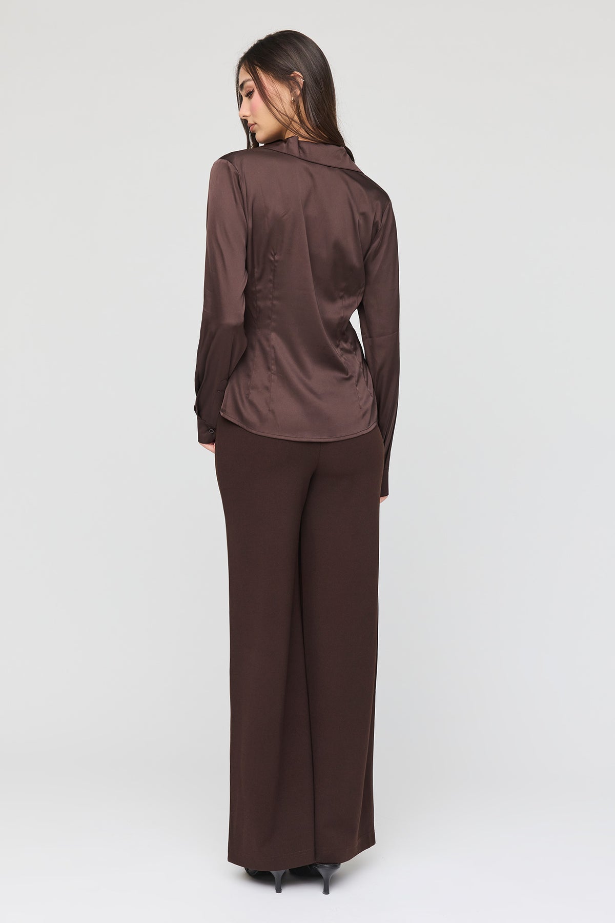 Alt View 3. High Rise Wide Leg Dress Pant - Brown