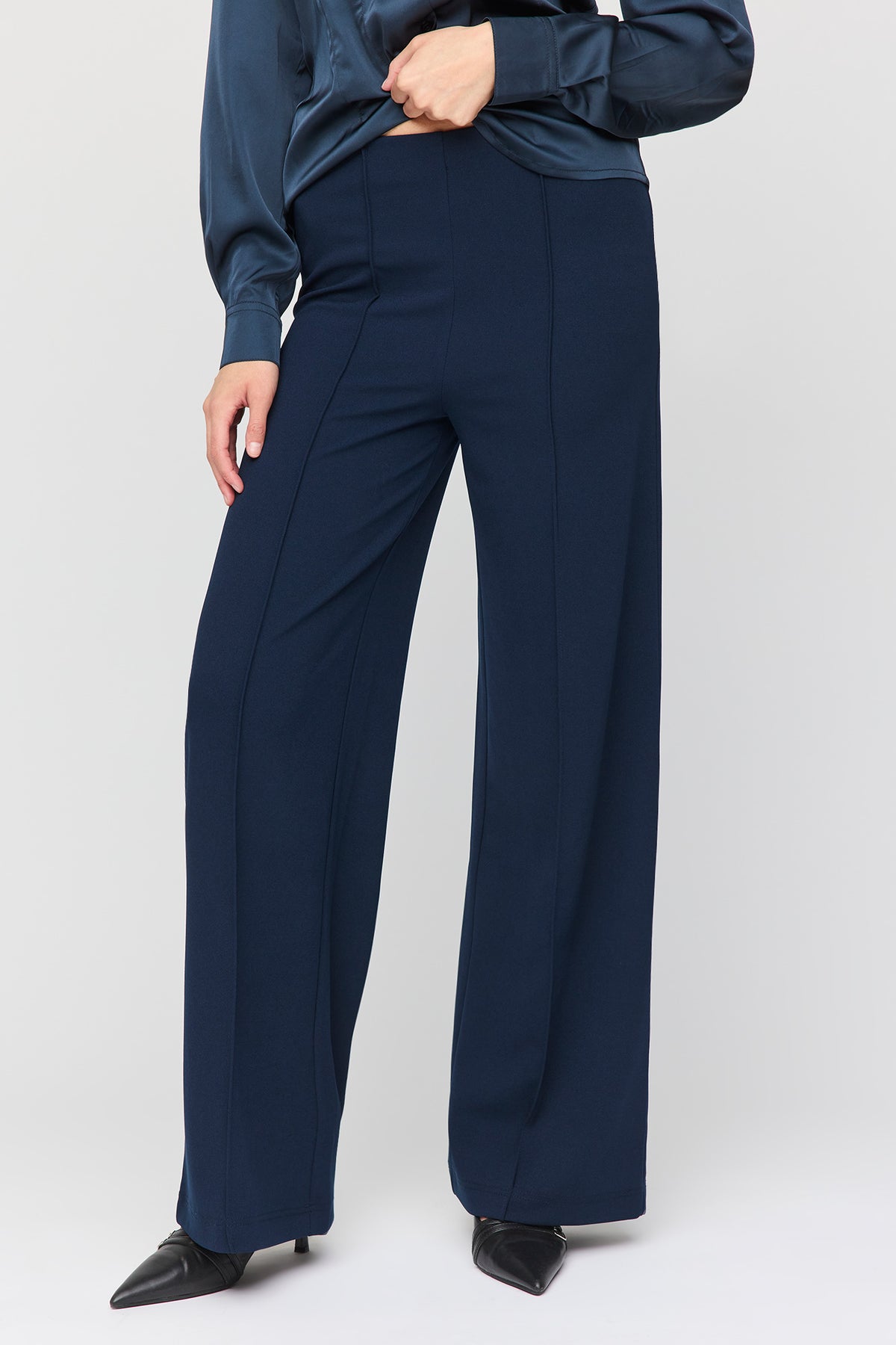 Alt View 2. High Rise Wide Leg Dress Pant - Navy