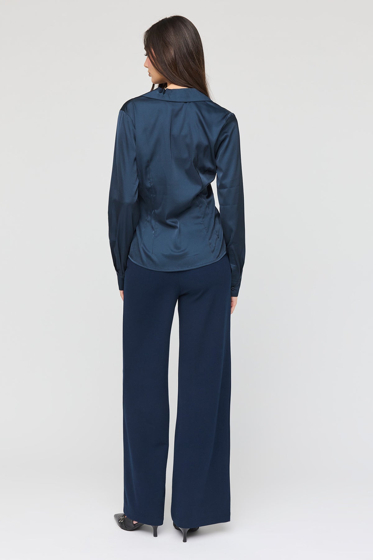 Alt View 3. High Rise Wide Leg Dress Pant - Navy