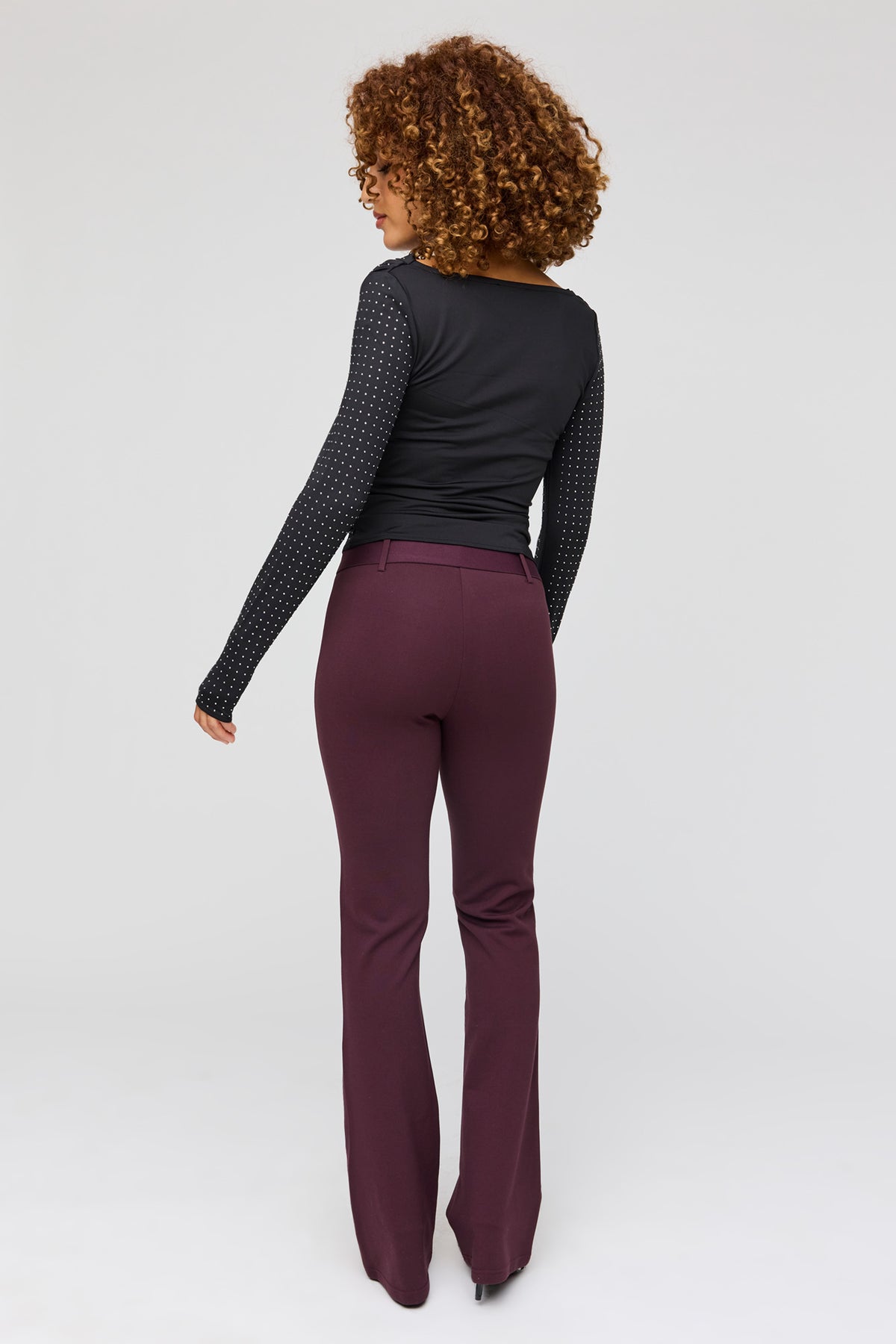 Alt View 3. Belted Flare Dress Pant - Burgundy