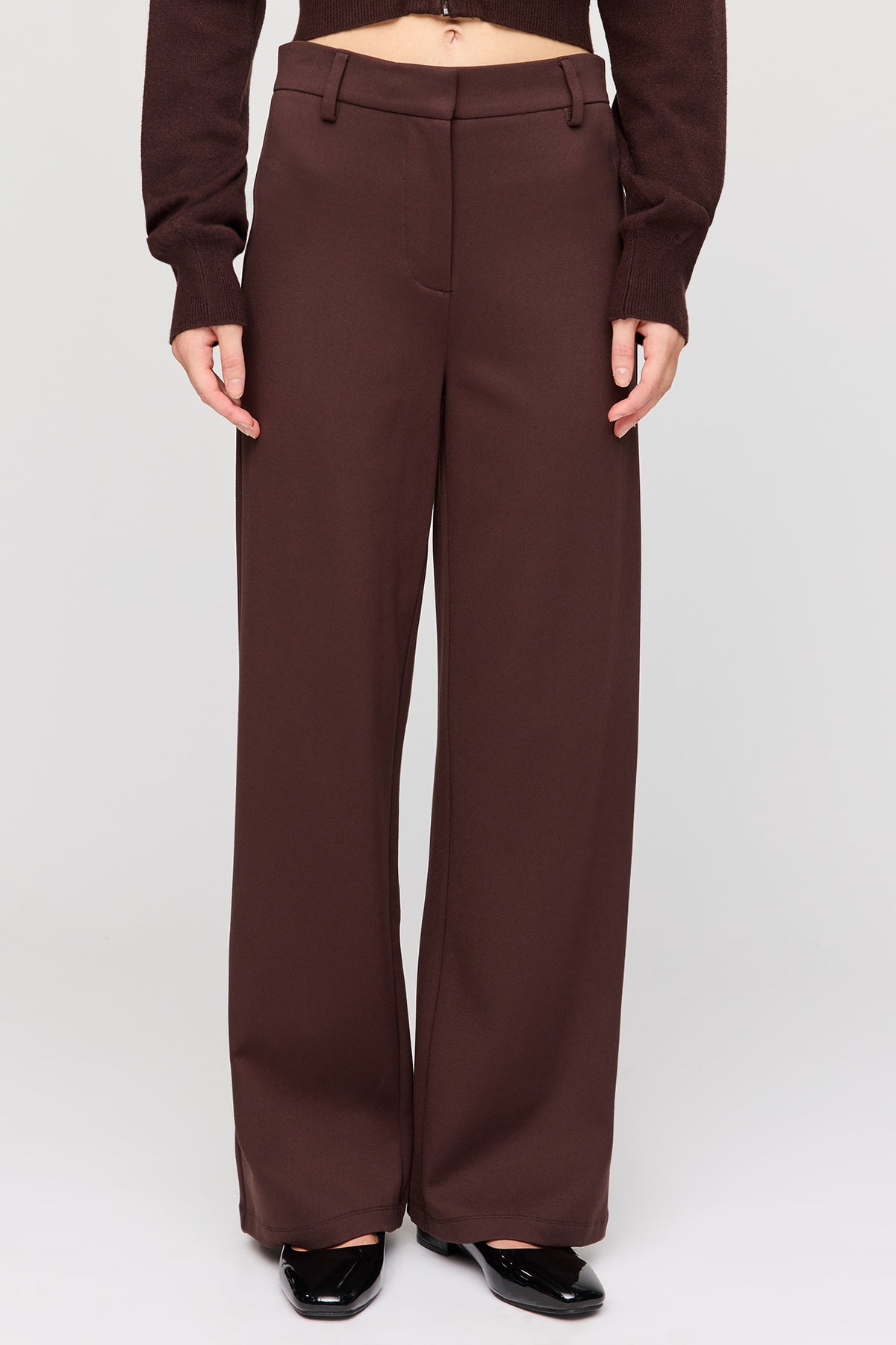 Alt View 2. Mid Rise Straight Leg Dress Pant - Brown