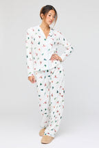 Flannel Button-Up Top & Pant Pajama Set