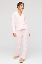 Flannel Button-Up Top & Pant Pajama Set