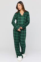 Ensemble pyjama avec haut boutonné à manches longues et pantalon