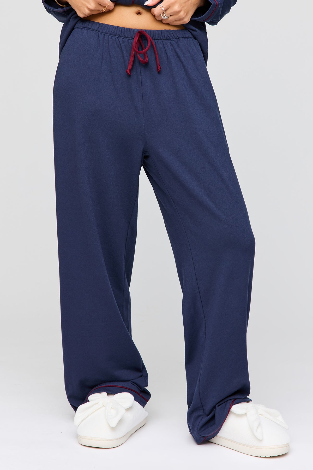 Alt View 3. Button-Up Long Sleeve Top & Pant Pajama Set - Navy
