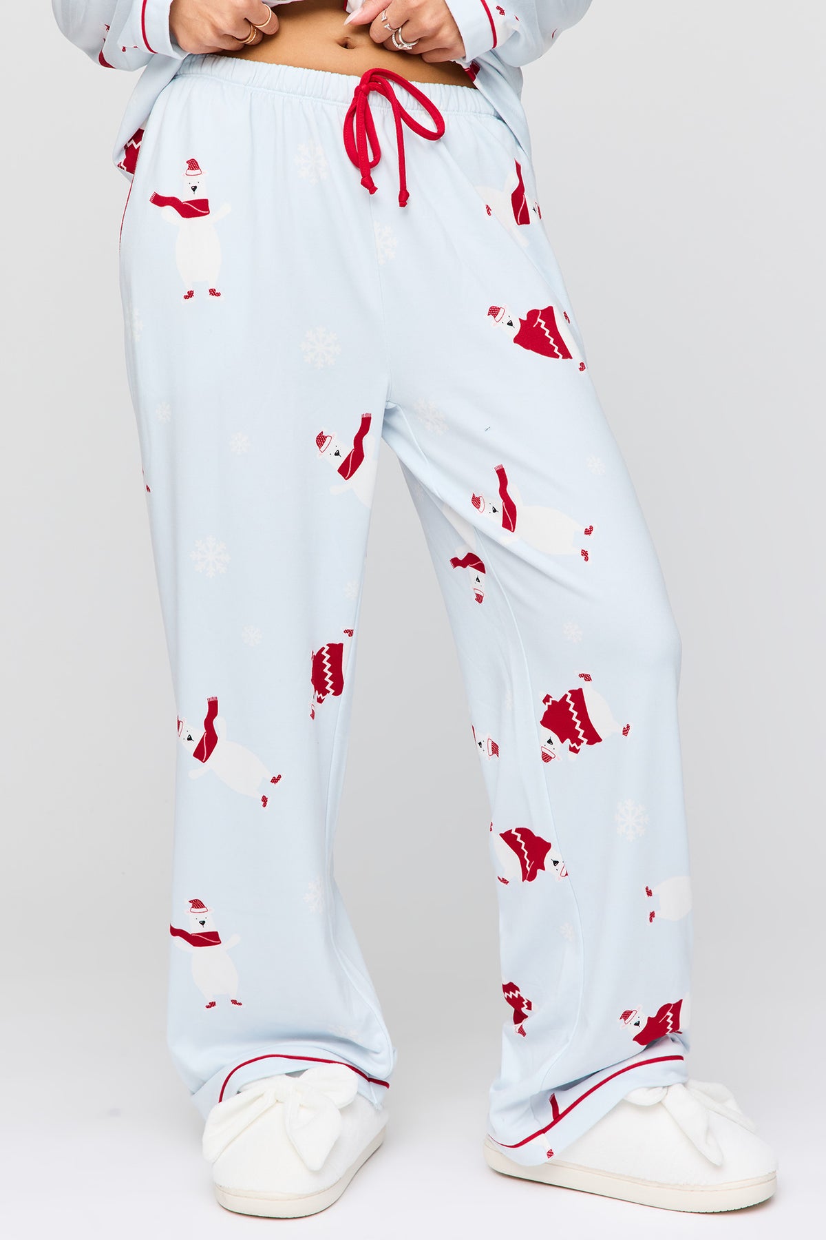 Alt View 3. Button-Up Long Sleeve Top & Pant Pajama Set - Baby Blue