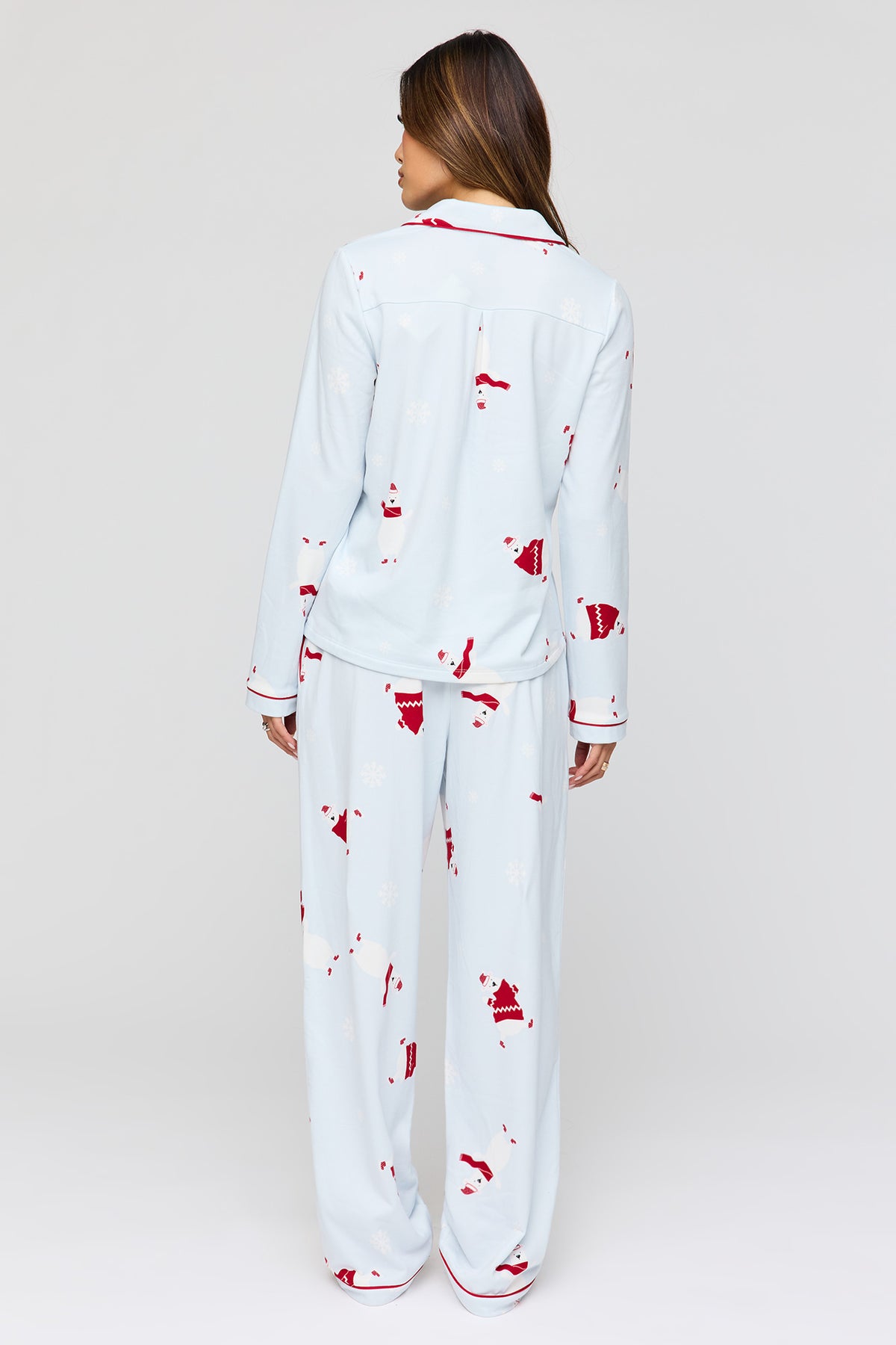 Alt View 4. Button-Up Long Sleeve Top & Pant Pajama Set - Baby Blue