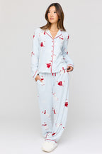Button-Up Long Sleeve Top & Pant Pajama Set