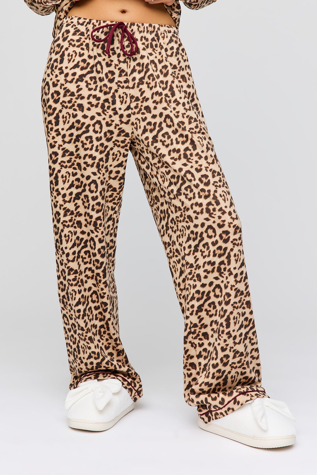 Alt View 3. Button-Up Long Sleeve Top & Pant Pajama Set - Leopard