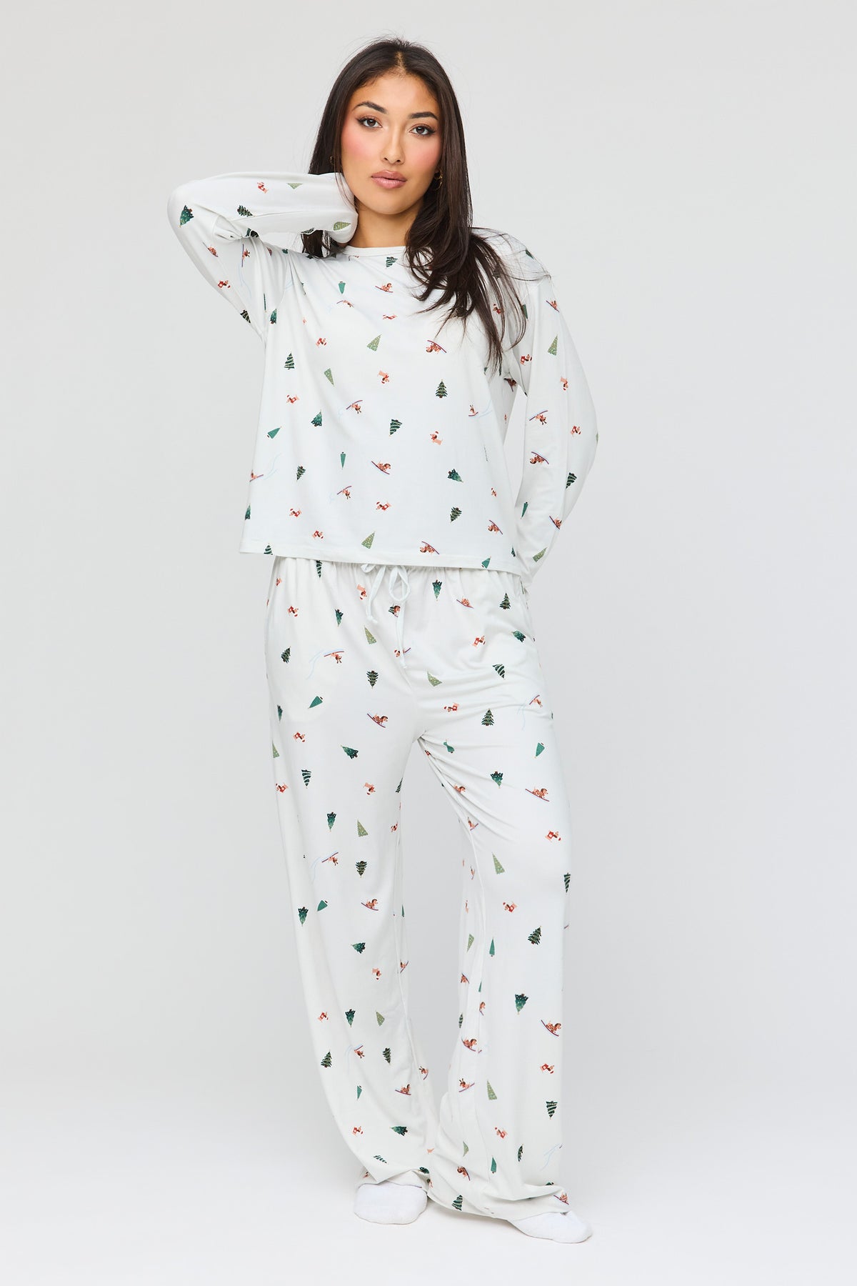 Long Sleeve Top & Pant Pajama Set - Grey Blue