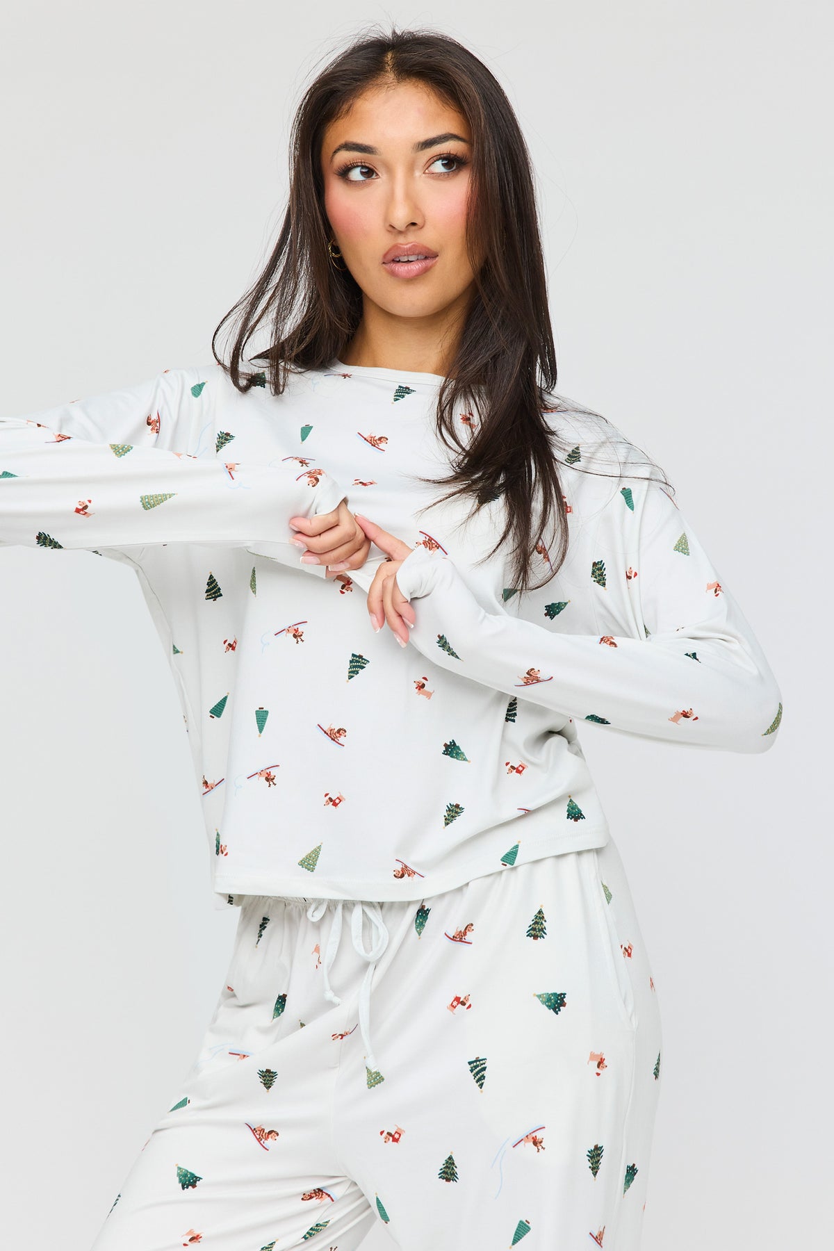 Alt View 2. Long Sleeve Top & Pant Pajama Set - Grey Blue