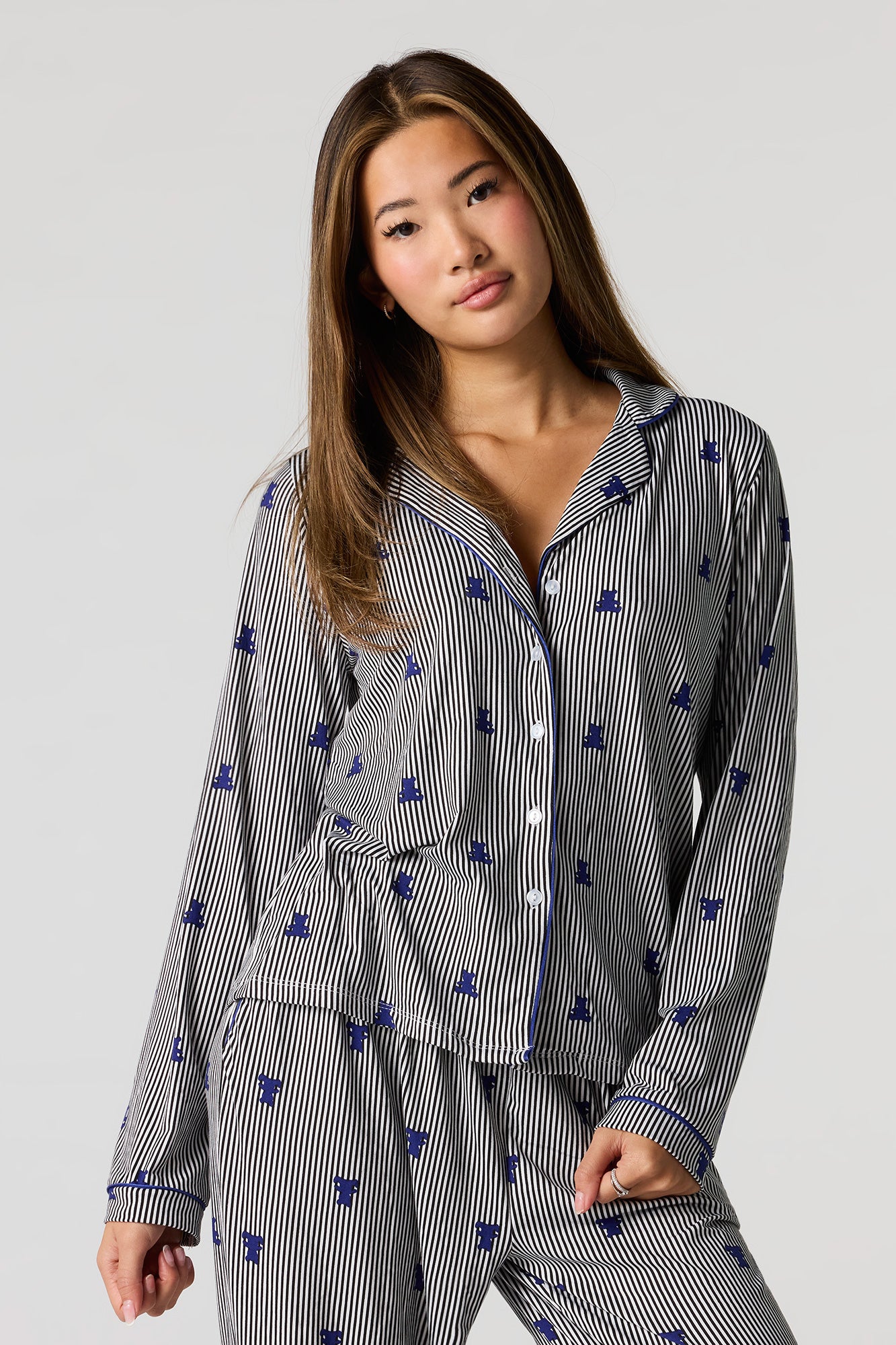 Printed Button-Up Top & Pant Pajama Set – Urban Planet